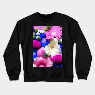 STUNNING PINK AND PURPLE AND BLUE FLORAL PRINT Crewneck Sweatshirt